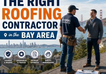 Licensed roofing contractor inspecting a Bay Area home roof for quality workmanship and local code compliance