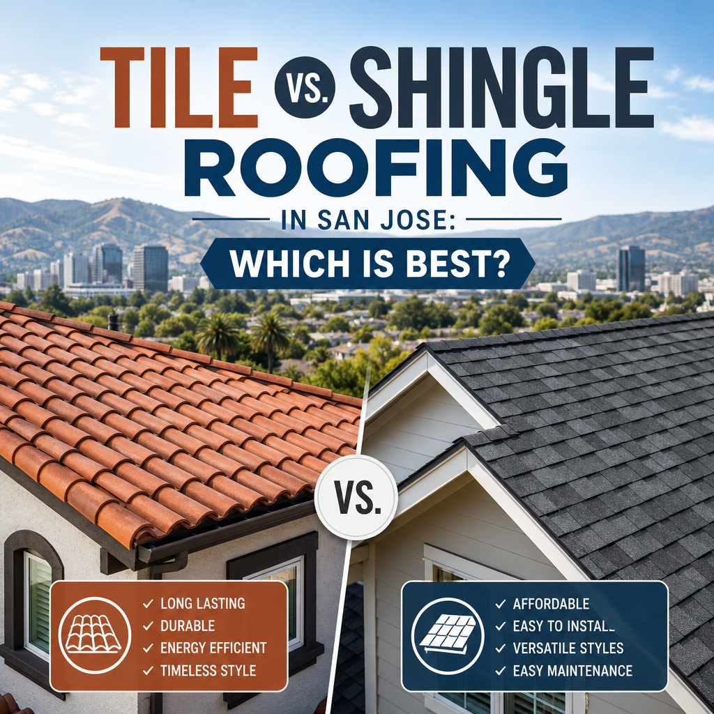 Tile and shingle roofing comparison in San Jose, showing durability, cost, and maintenance differences